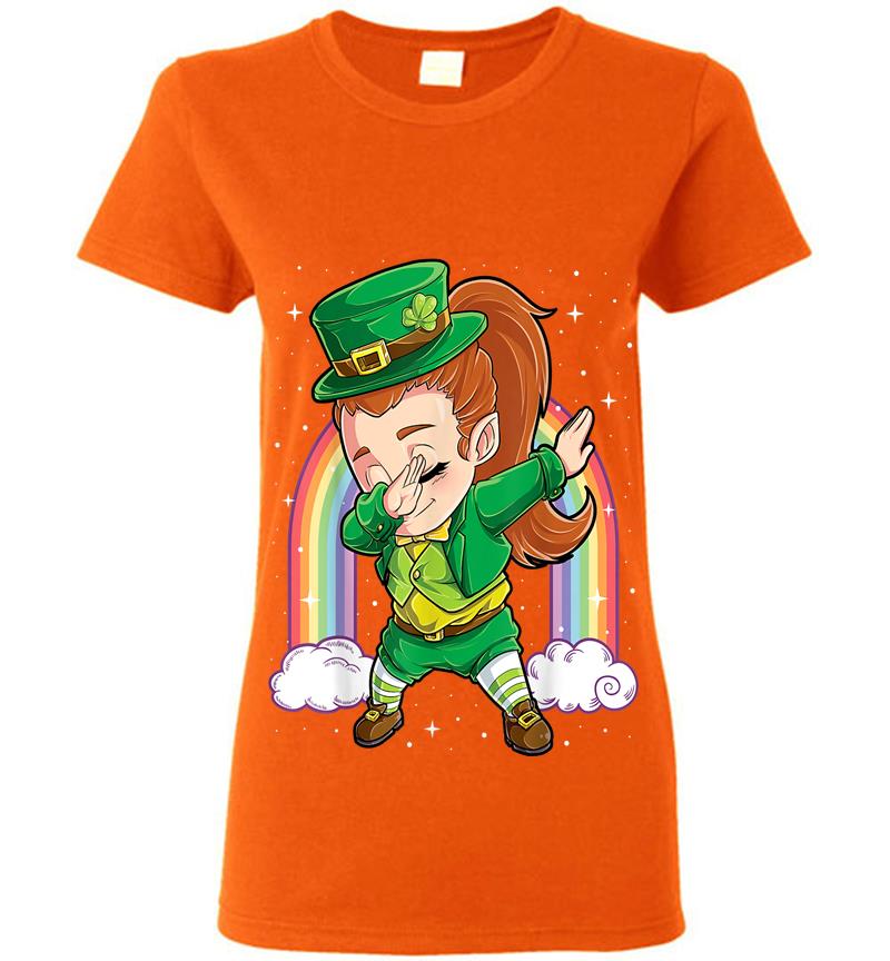 Inktee Store - Dabbing Leprechaun Girl St Patricks Day Kids S Dab Womens T-Shirt Image