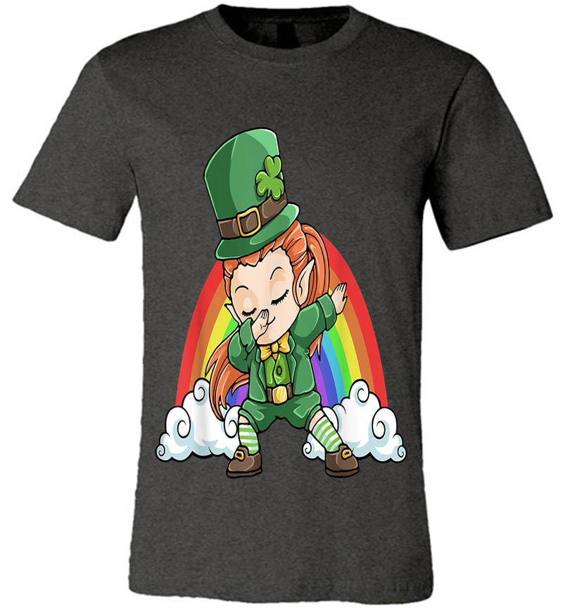 Inktee Store - Dabbing Leprechaun St Patricks Day Rainbow Kids Girls Premium T-Shirt Image