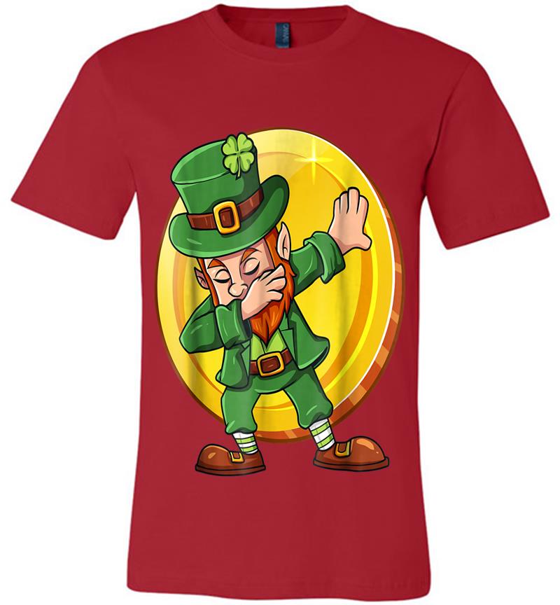 Inktee Store - Dabbing Leprechaun With Gold Coin St Patrick'S Day Premium T-Shirt Image