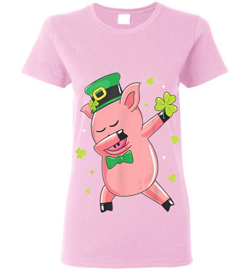 Inktee Store - Dabbing Pig St Patricks Day Farmer Mom Irish Womens T-Shirt Image