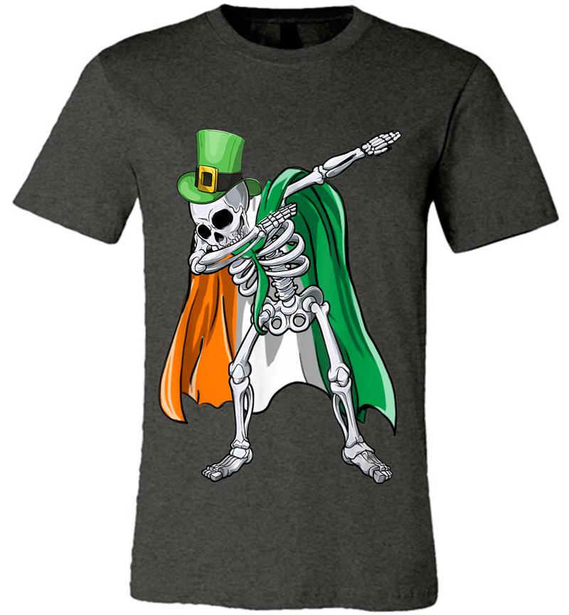 Inktee Store - Dabbing Skeleton Irish Shamrock St Patricks Day Premium T-Shirt Image