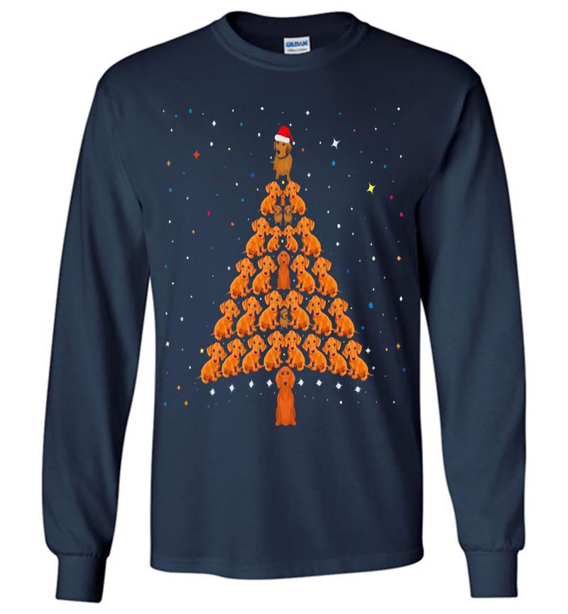 Inktee Store - Dachshund Christmas Tree Long Sleeve T-Shirt Image