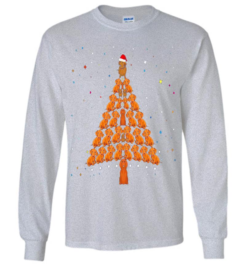 Inktee Store - Dachshund Christmas Tree Long Sleeve T-Shirt Image