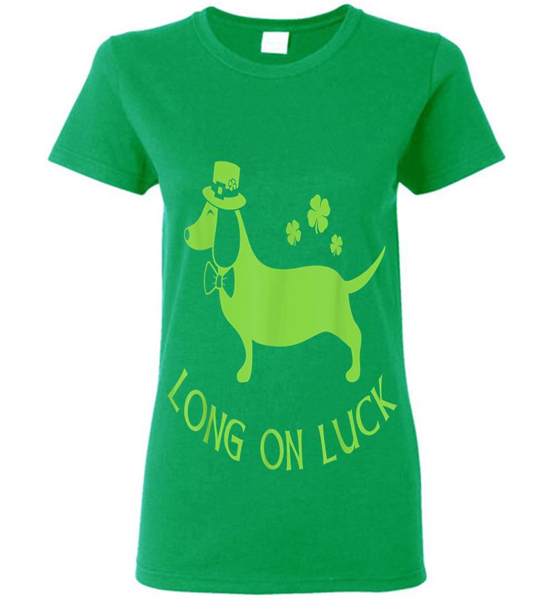 Inktee Store - Dachshund Funny - St. Patrick'S Day Irish Long On Luck Womens T-Shirt Image