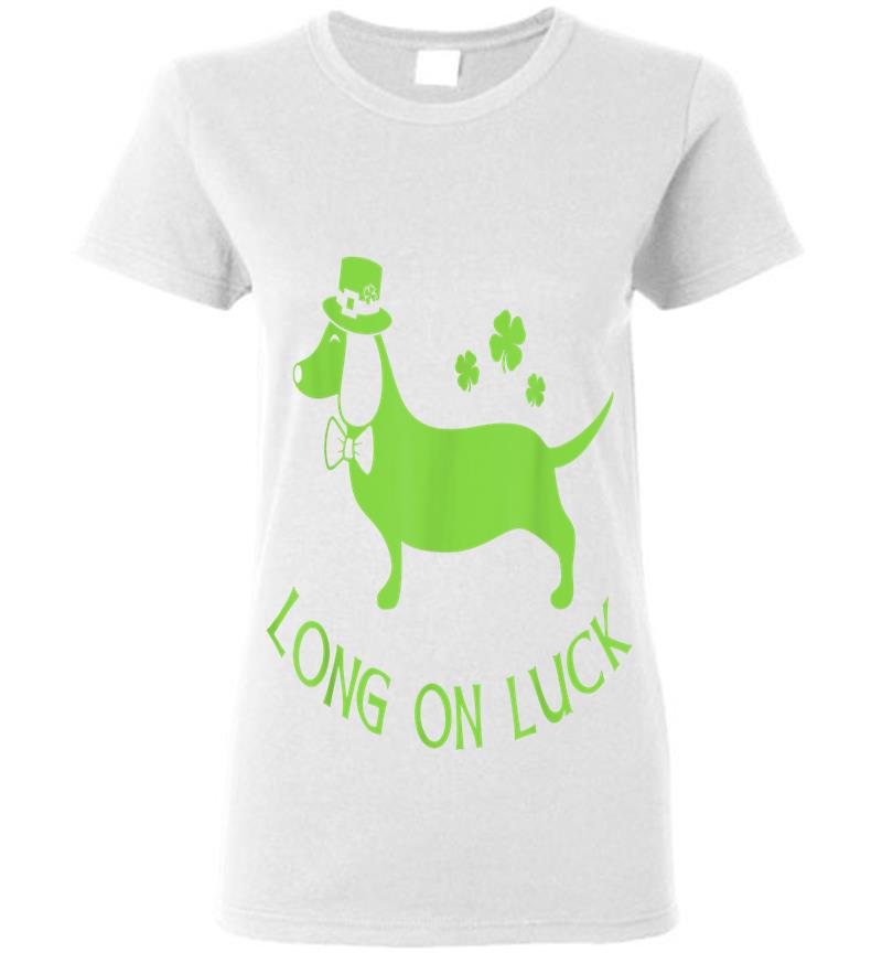 Inktee Store - Dachshund Funny - St. Patrick'S Day Irish Long On Luck Womens T-Shirt Image