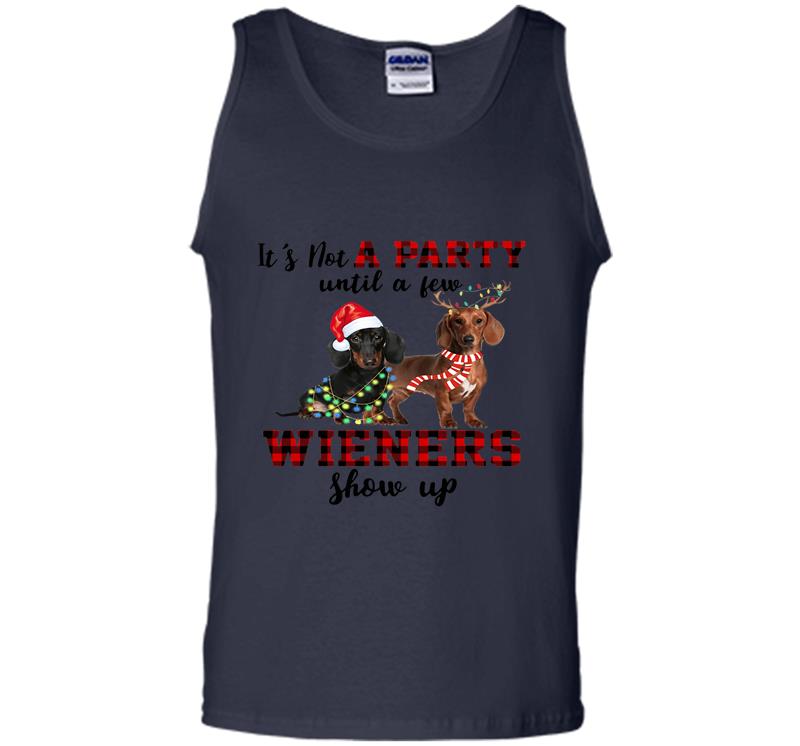 Inktee Store - Dachshund Santa It’s Not A Party Until A Few Wieners Show Up Christmas Mens Tank Top Image