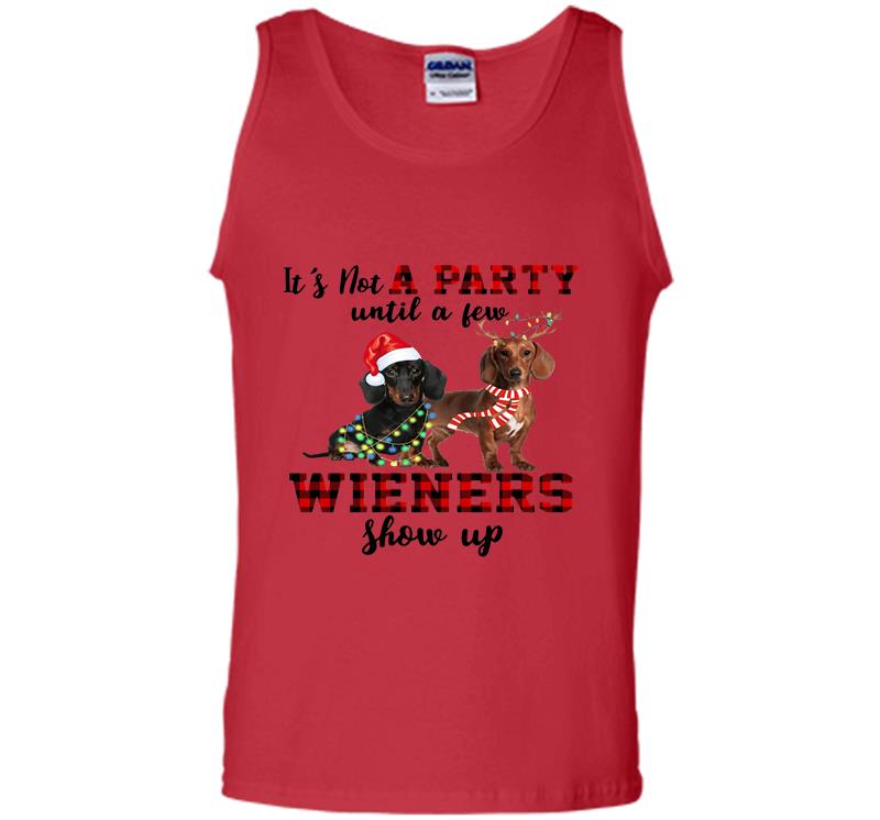Inktee Store - Dachshund Santa It’s Not A Party Until A Few Wieners Show Up Christmas Mens Tank Top Image