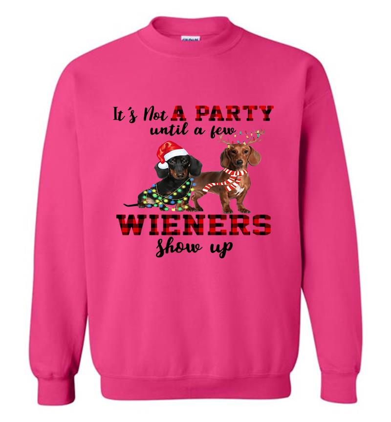 Inktee Store - Dachshund Santa It’s Not A Party Until A Few Wieners Show Up Christmas Sweatshirt Image