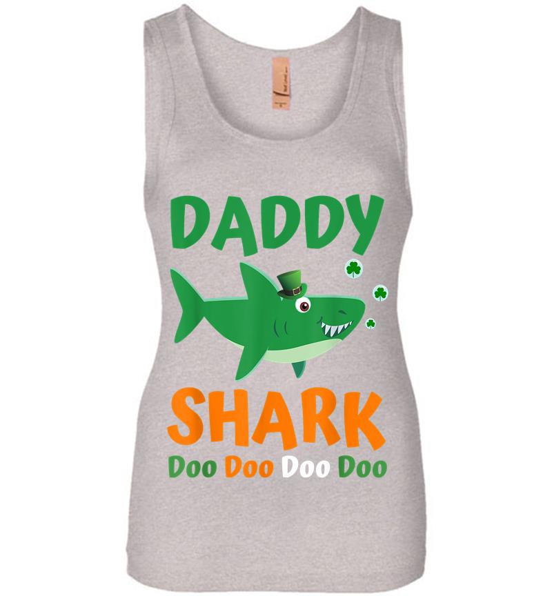 Inktee Store - Daddy Shark Irish St Patricks Day For Dad Womens Jersey Tank Top Image