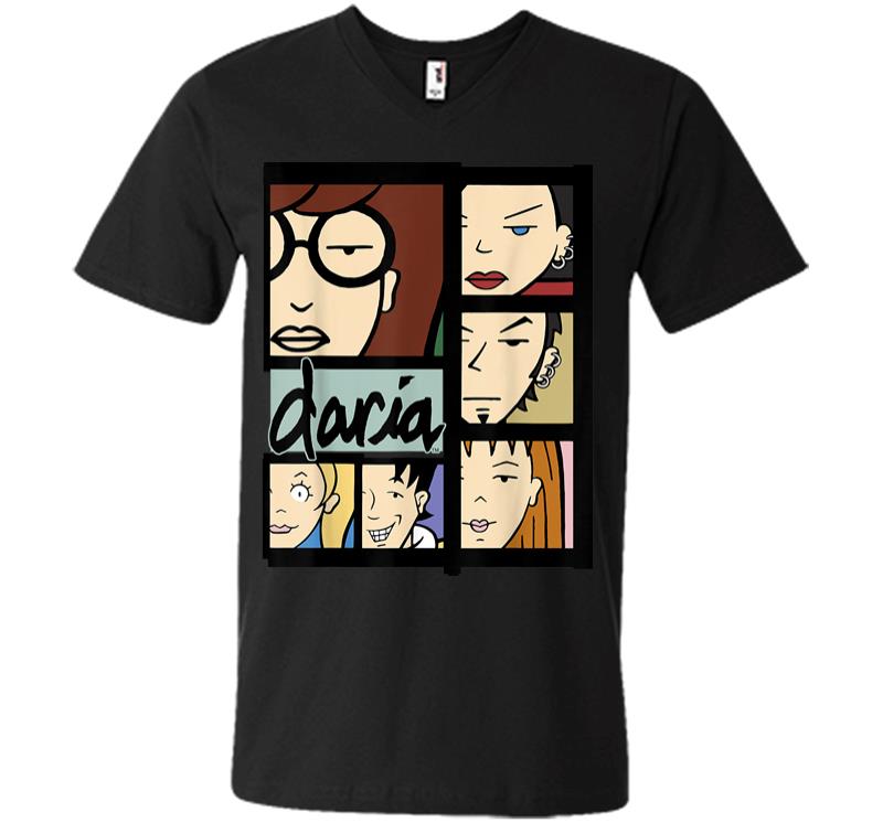Daria Character Panels Logo V-neck T-shirt