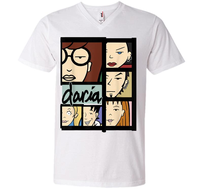 Inktee Store - Daria Character Panels Logo V-Neck T-Shirt Image