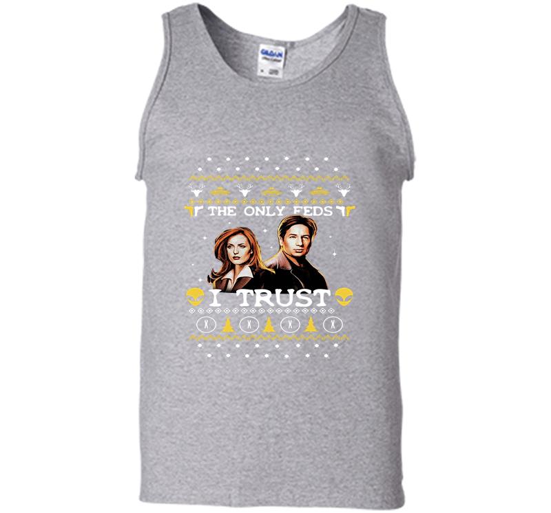 Inktee Store - David Duchovny And Gillian Anderson The X-Files The Only Feds I Trust Christmas Mens Tank Top Image