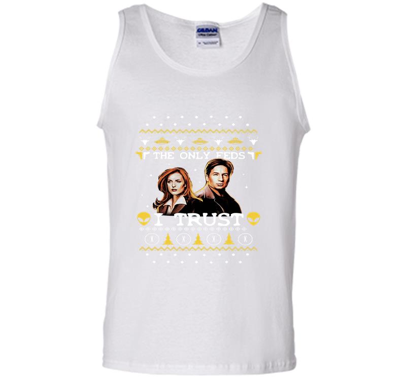 Inktee Store - David Duchovny And Gillian Anderson The X-Files The Only Feds I Trust Christmas Mens Tank Top Image