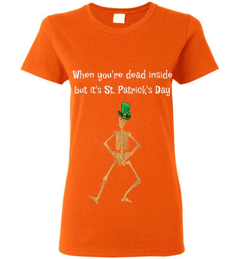 Inktee Store - Dead Inside Funny St Patricks Day Irish Skeleton Womens T-Shirt Image