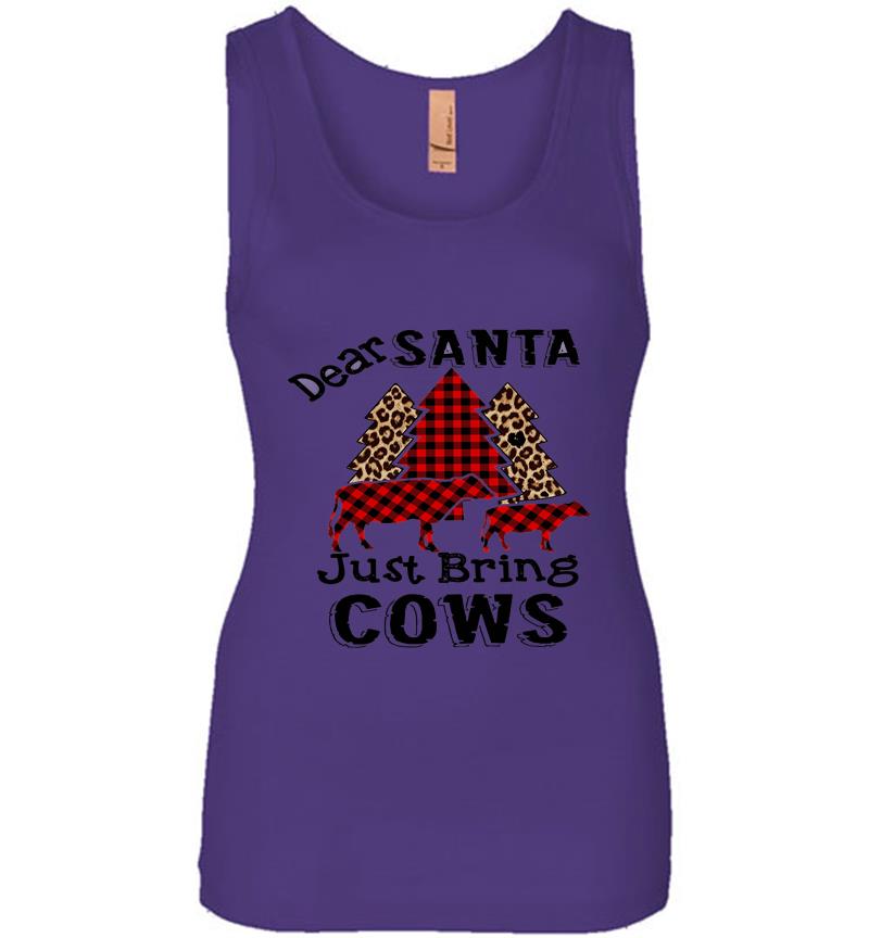 Inktee Store - Dear Santa Just Bring Cows Womens Jersey Tank Top Image