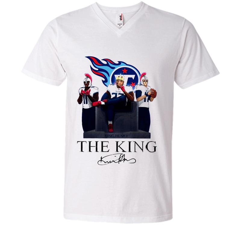 Inktee Store - Derrick Henry Tennessee Titans The King Signature V-Neck T-Shirt Image