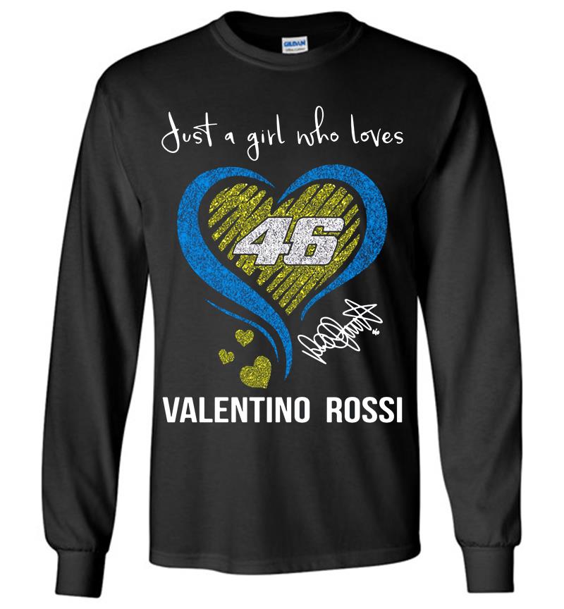 Diamond Heart Yellow Just A Girl Who Loves 46 Valentino Rossi Signature Long Sleeve T-Shirt