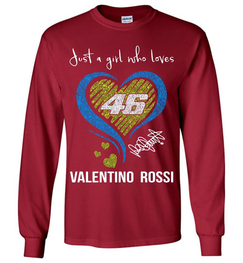 Inktee Store - Diamond Heart Yellow Just A Girl Who Loves 46 Valentino Rossi Signature Long Sleeve T-Shirt Image