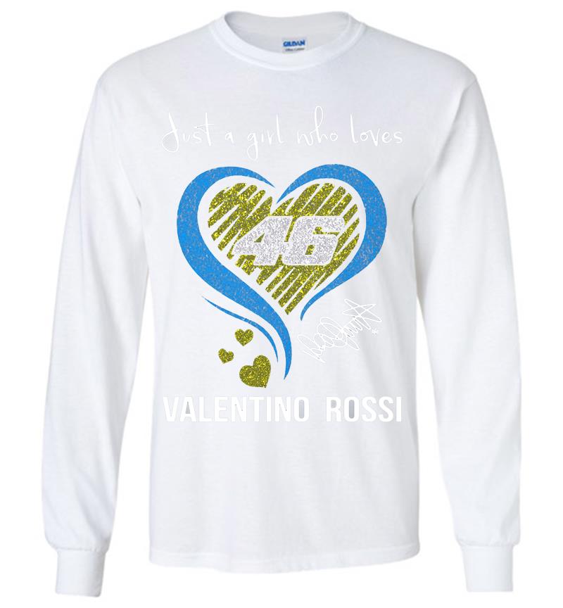 Inktee Store - Diamond Heart Yellow Just A Girl Who Loves 46 Valentino Rossi Signature Long Sleeve T-Shirt Image