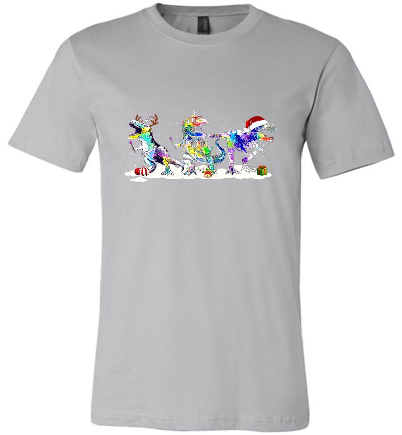 Inktee Store - Dinosaur Lgbt Merry Christmas Premium T-Shirt Image