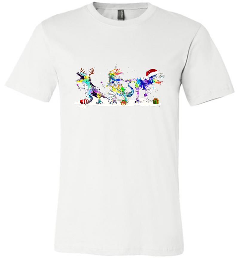 Inktee Store - Dinosaur Lgbt Merry Christmas Premium T-Shirt Image