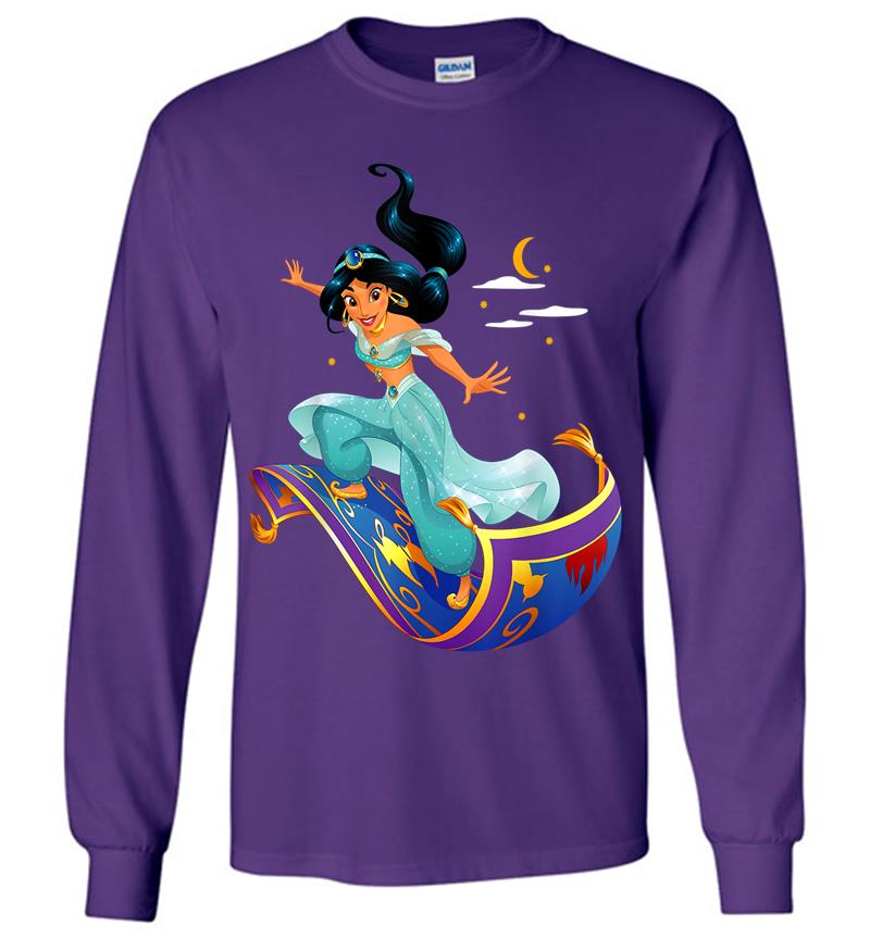 Inktee Store - Disney Aladdin Princess Jasmine Magic Carpet Pose Long Sleeve T-Shirt Image