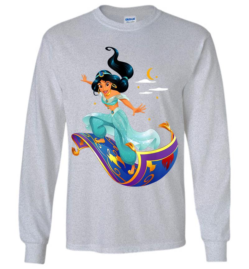 Inktee Store - Disney Aladdin Princess Jasmine Magic Carpet Pose Long Sleeve T-Shirt Image