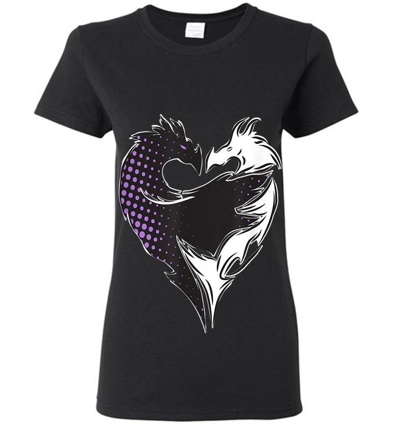 Disney Descendants 3 Mal Heart Dragons Motif Womens T-shirt