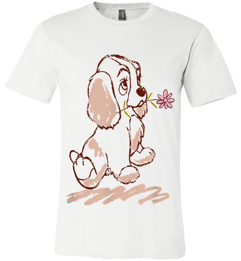 Inktee Store - Disney Lady And The Tramp Lady Puppy Sketch Premium T-Shirt Image