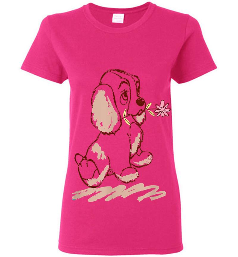 Inktee Store - Disney Lady And The Tramp Lady Puppy Sketch Womens T-Shirt Image