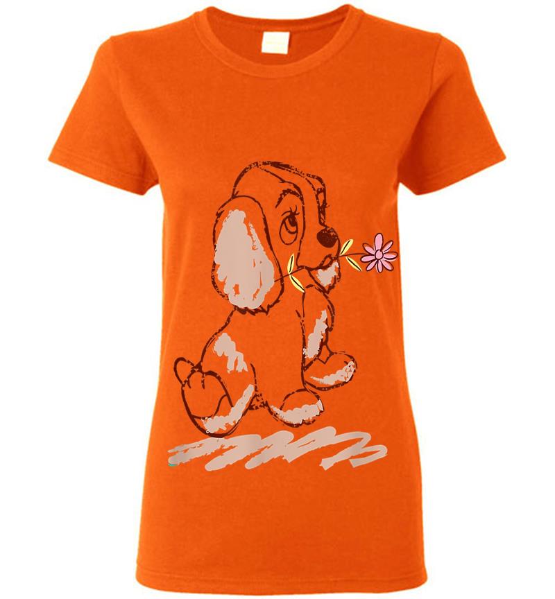 Inktee Store - Disney Lady And The Tramp Lady Puppy Sketch Womens T-Shirt Image