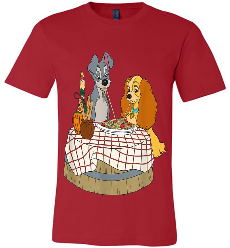 Inktee Store - Disney Lady And Tramp Bella Notte Spaghetti Premium T-Shirt Image