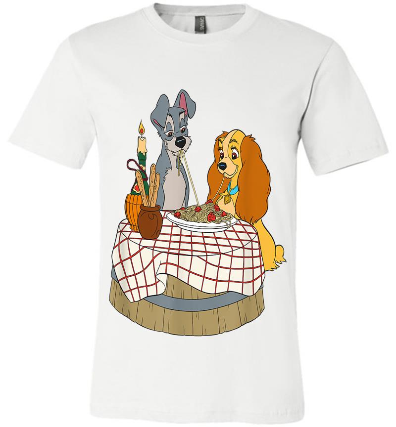 Inktee Store - Disney Lady And Tramp Bella Notte Spaghetti Premium T-Shirt Image