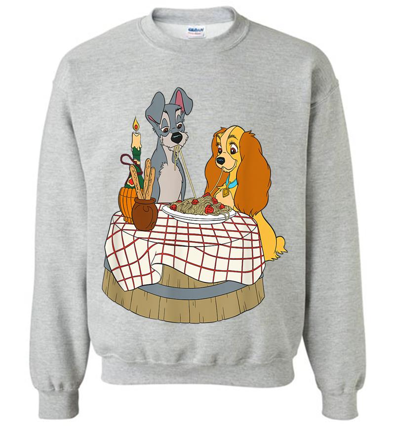 Inktee Store - Disney Lady And Tramp Bella Notte Spaghetti Sweatshirt Image