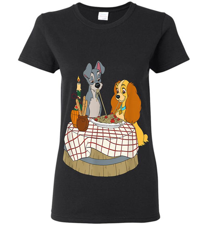 Disney Lady And Tramp Bella Notte Spaghetti Womens T-shirt