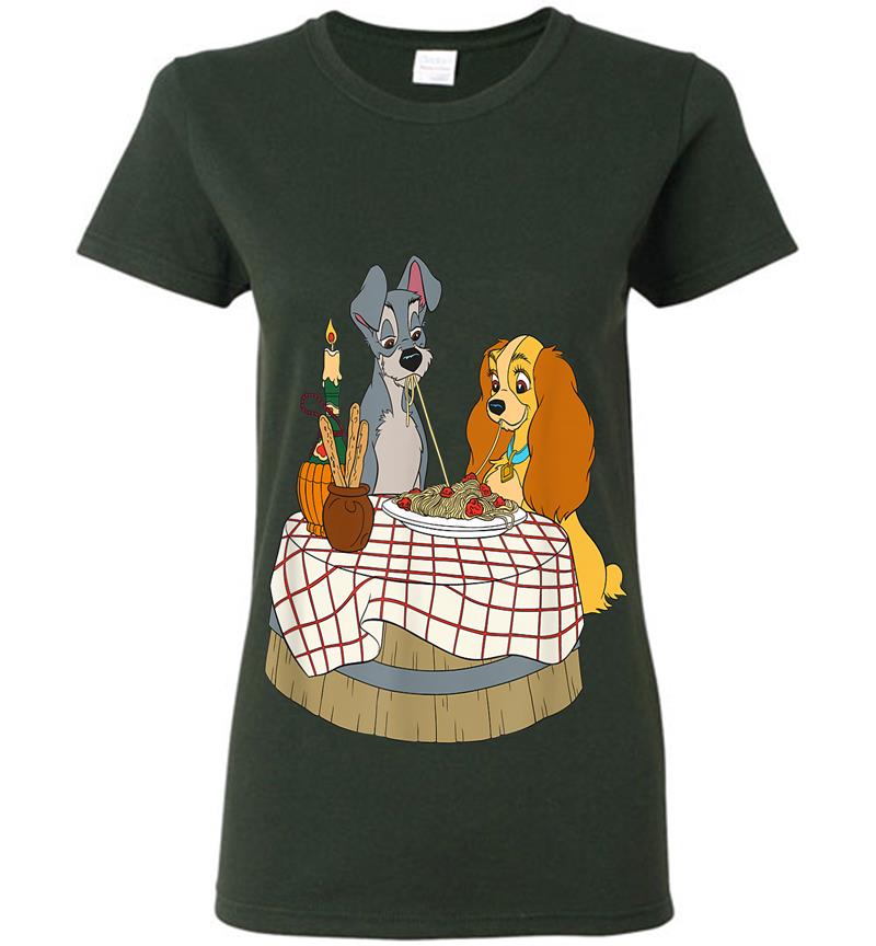 Inktee Store - Disney Lady And Tramp Bella Notte Spaghetti Womens T-Shirt Image