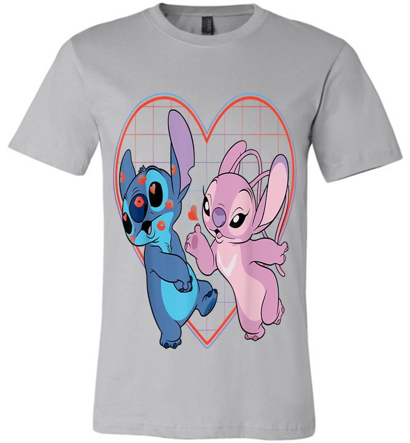 Inktee Store - Disney Lilo And Stitch Angel Heart Kisses Premium T-Shirt Image