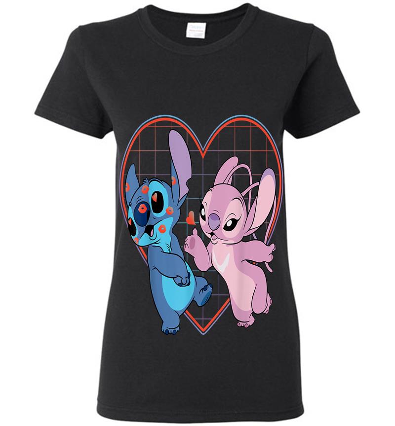 Disney Lilo And Stitch Angel Heart Kisses Womens T-shirt