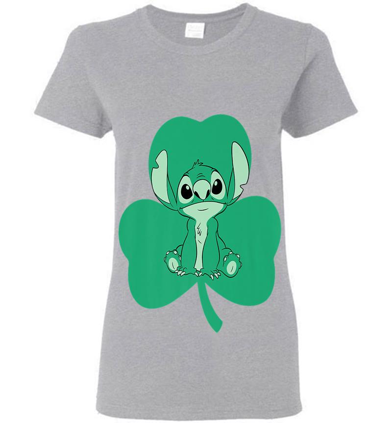 Inktee Store - Disney Lilo And Stitch Green Shamrock St. Patrick'S Day Premium Womens T-Shirt Image