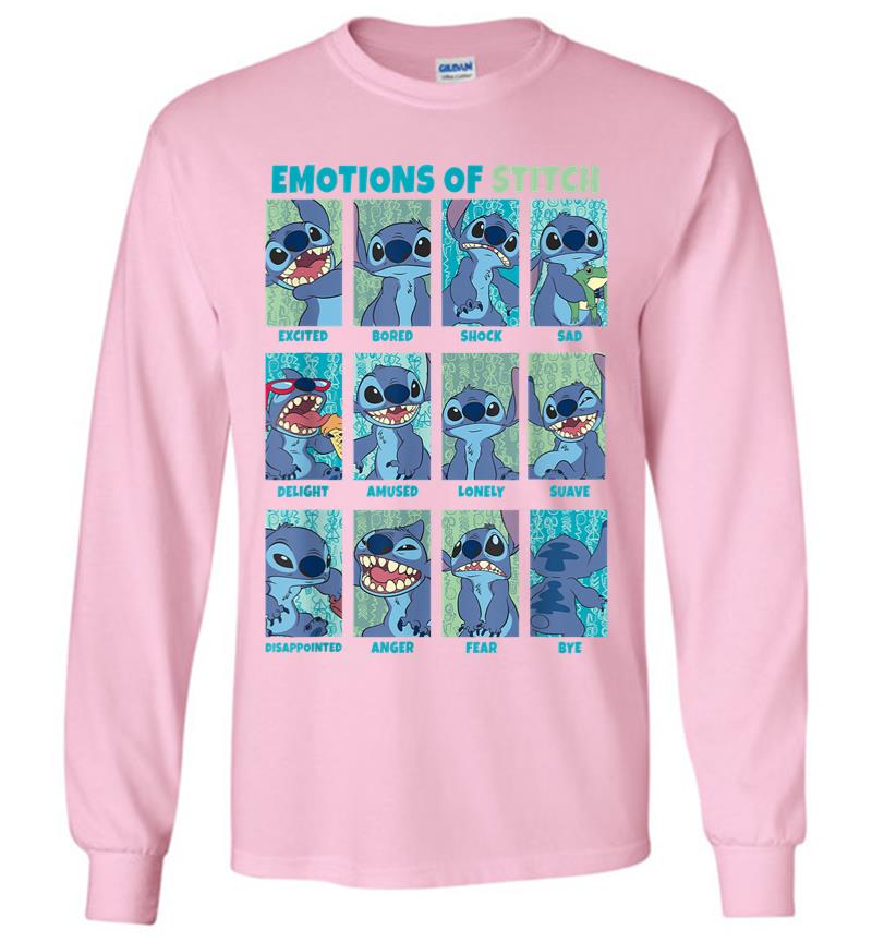 Inktee Store - Disney Lilo Stitch Emotions Of Stitch Panels Long Sleeve T-Shirt Image