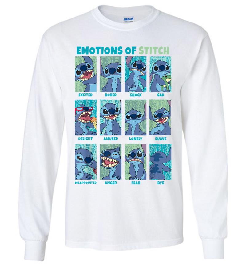 Inktee Store - Disney Lilo Stitch Emotions Of Stitch Panels Long Sleeve T-Shirt Image