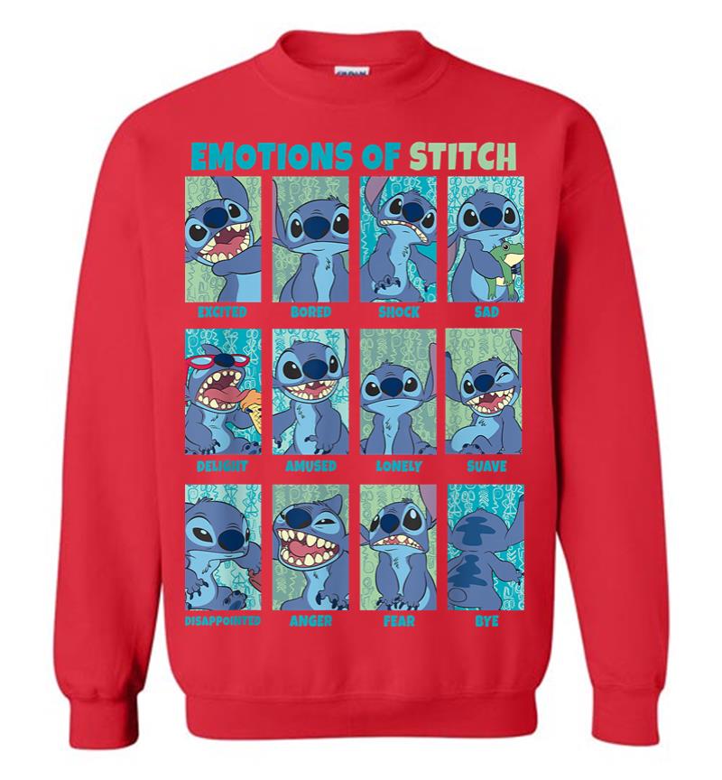 Inktee Store - Disney Lilo Stitch Emotions Of Stitch Panels Sweatshirt Image