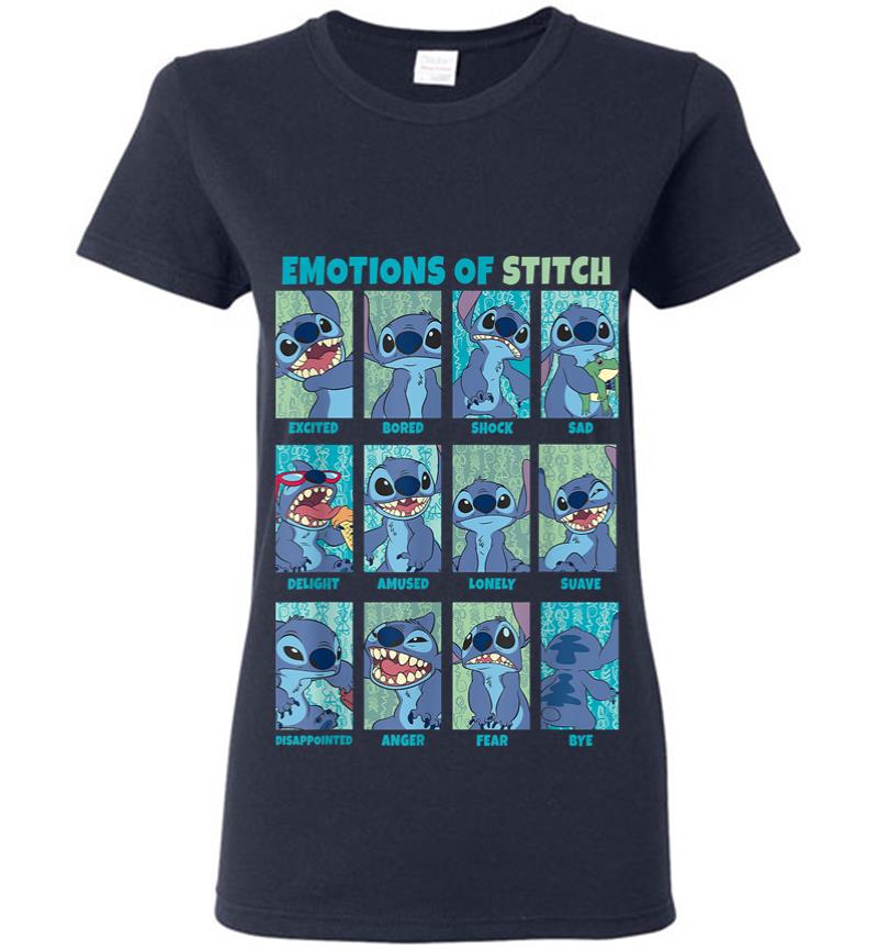 Inktee Store - Disney Lilo Stitch Emotions Of Stitch Panels Women T-Shirt Image