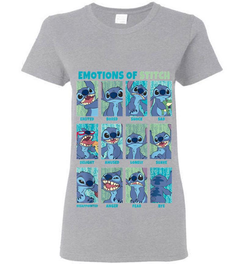 Inktee Store - Disney Lilo Stitch Emotions Of Stitch Panels Women T-Shirt Image
