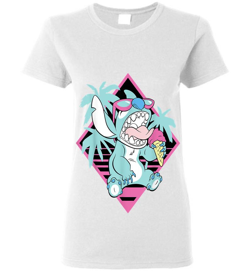 Inktee Store - Disney Lilo &Amp; Stitch Ice Cream Retro 90S Beach Womens T-Shirt Image