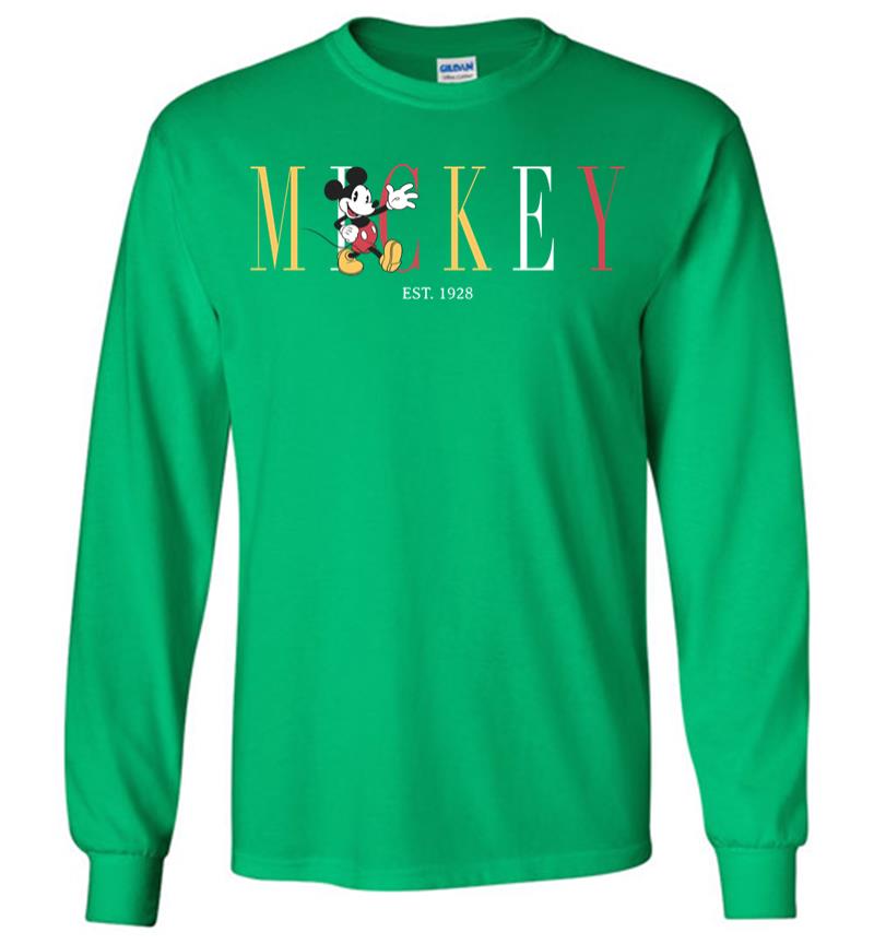 Inktee Store - Disney Mickey And Friends Mickey Mouse Est. 1928 Simple Text Long Sleeve T-Shirt Image