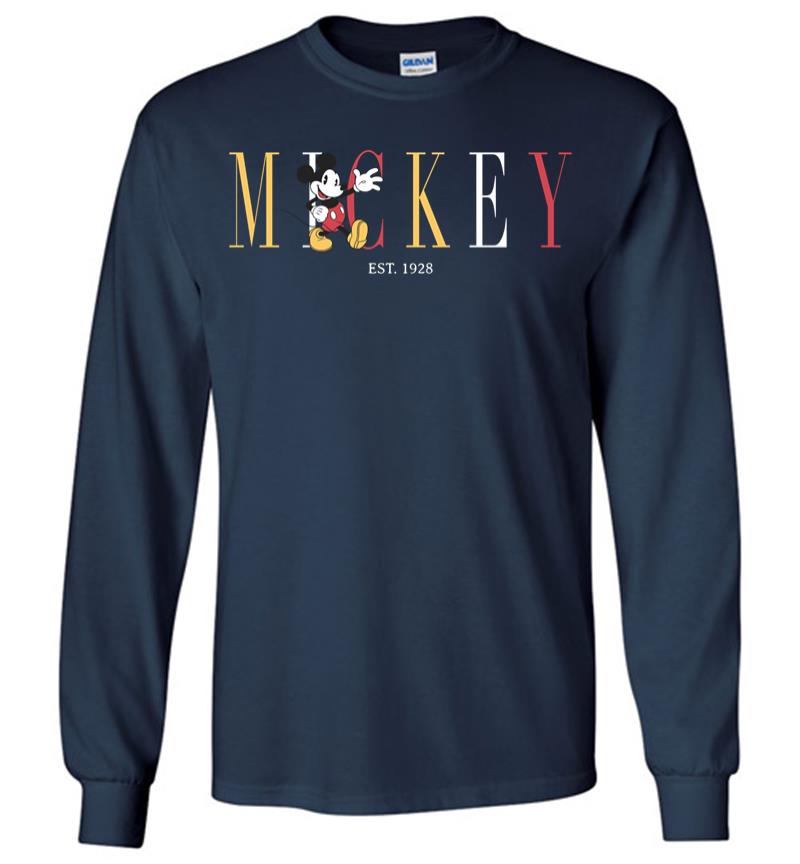 Inktee Store - Disney Mickey And Friends Mickey Mouse Est. 1928 Simple Text Long Sleeve T-Shirt Image
