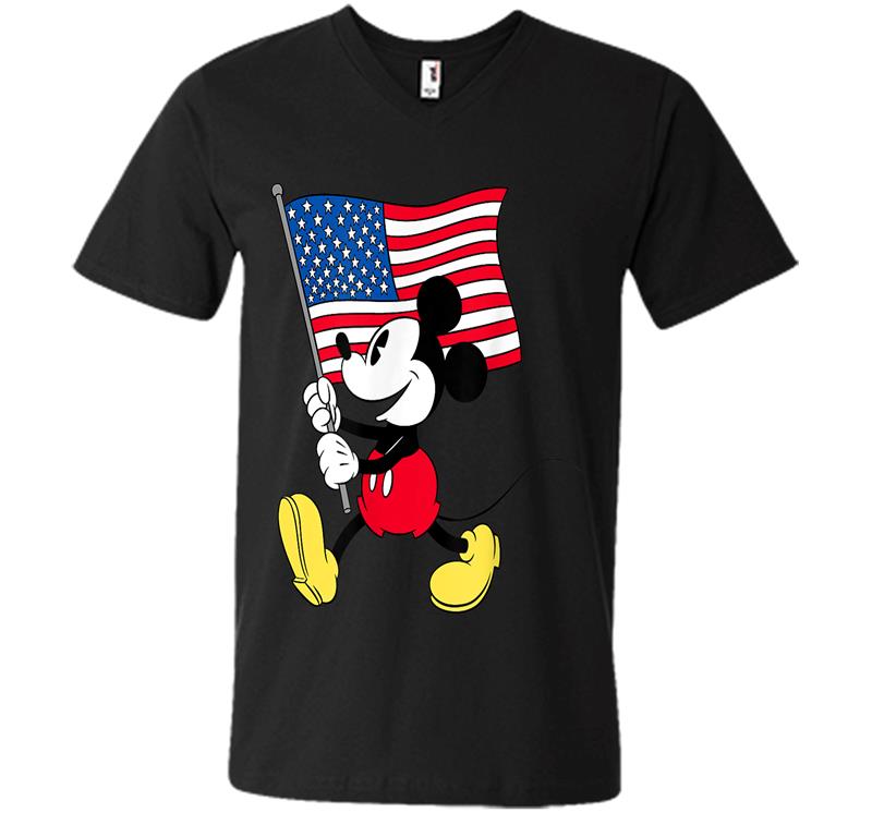 Disney Mickey Mouse Americana Flag V-neck T-shirt