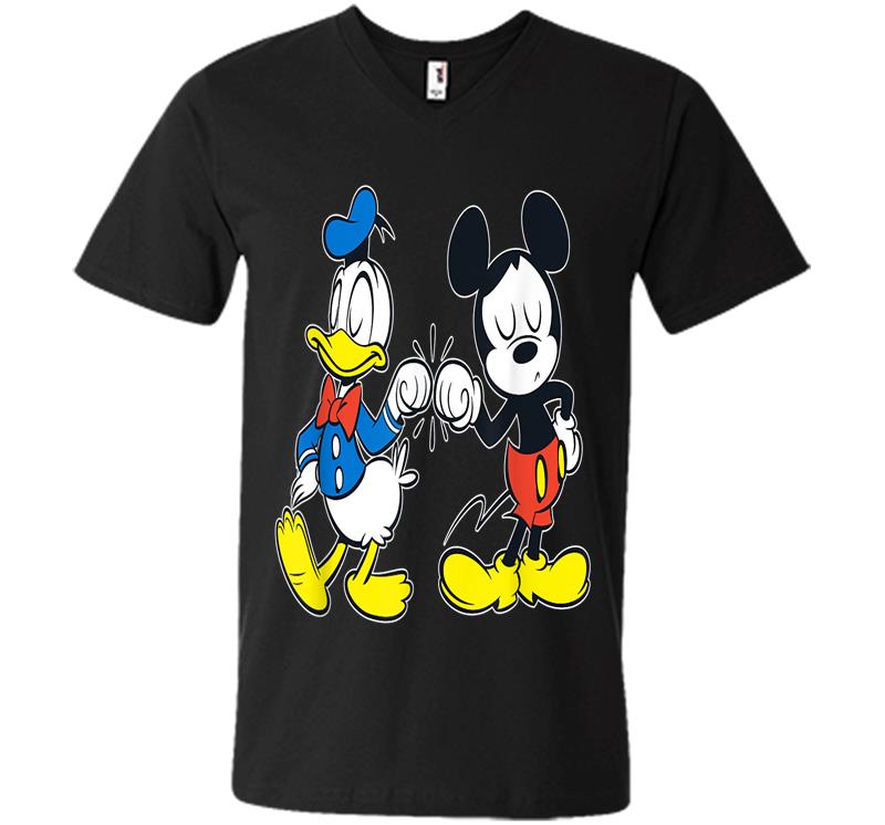 Disney Mickey Mouse And Donald Duck Best Friends Outline V-neck T-shirt