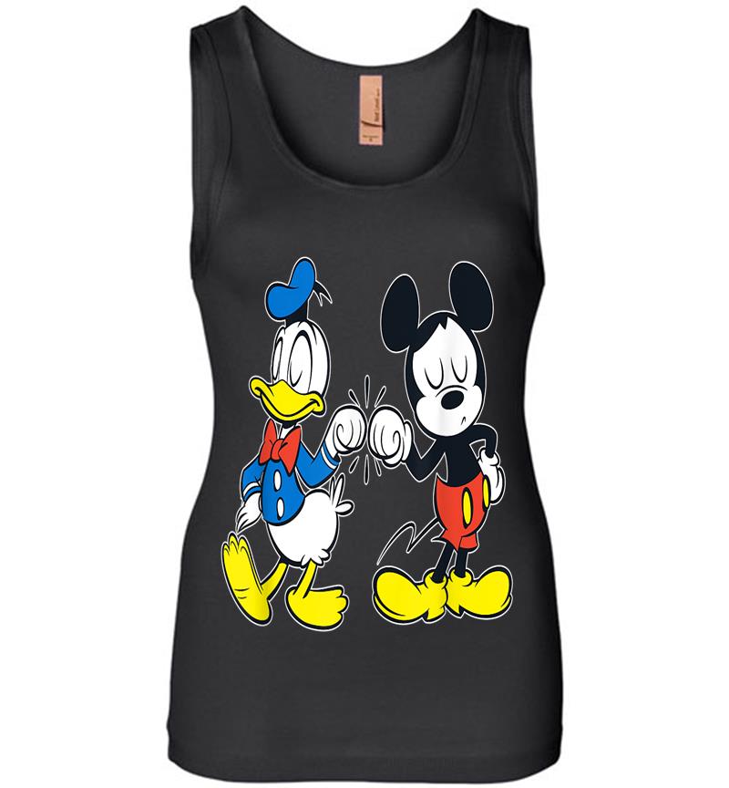 Disney Mickey Mouse And Donald Duck Best Friends Outline Womens Jersey Tank Top